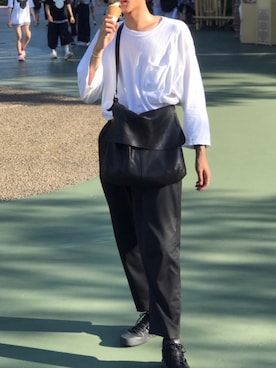 「STUDIOUS（ステュディオス）のアイテム（メッセンジャーバッグ）」を使った、Yumaさん（メンズ・183cm）の夏コーディネート