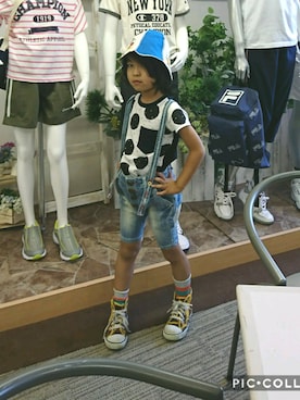 「BOOFOOWOO」｜「アイテム（帽子）」を使った、touma_mamaさん（キッズ・110cm）の春コーディネート