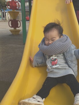 「スヌード」｜「アイテム（ダウンジャケット/コート）」を使った、hakutoさん（キッズ・80cm）の冬コーディネート