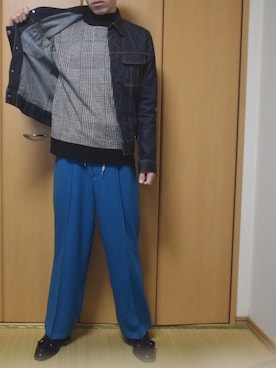 「JOHN LAWRENCE SULLIVAN（ジョンローレンスサリバン）のアイテム（デニムジャケット）」を使った、Chihiro Tonegawaさん（メンズ・166cm）の春コーディネート
