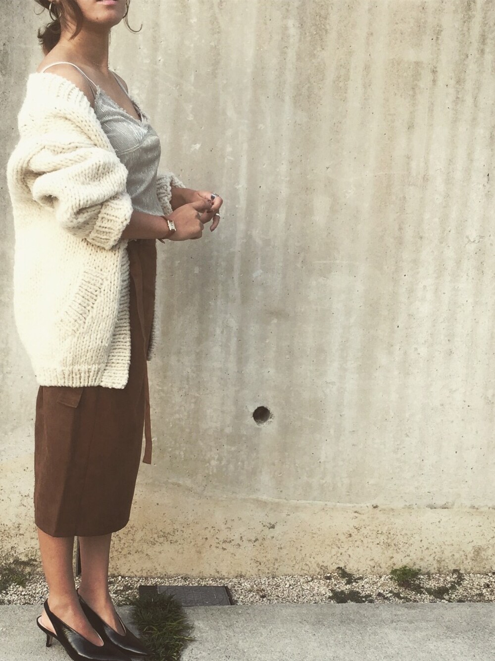 「オトナカジュアル」｜「GUのアイテム（スカート、ブラウン系）」を使った、Awamura Mihoさん（レディース・152cm）の秋コーディネートの1枚目の写真