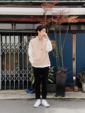 「CIAOPANIC TYPY（チャオパニックティピー）のアイテム（チノパンツ）」を使った、Taka___Hiroさん（メンズ・177cm）の春コーディネート