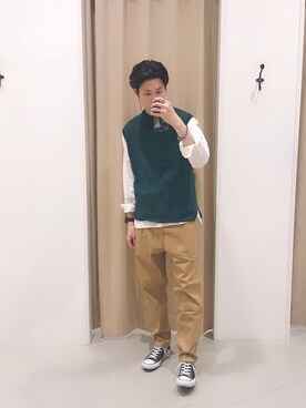 「CIAOPANIC TYPY（チャオパニックティピー）のアイテム（チノパンツ）」を使った、Taka___Hiroさん（メンズ・177cm）の春コーディネート
