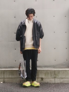 「FRUIT OF THE LOOM（フルーツオブザルーム）のアイテム（バッグ）」を使った、Taka___Hiroさん（メンズ・178cm）の夏コーディネート