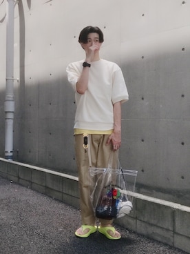 「FRUIT OF THE LOOM（フルーツオブザルーム）のアイテム（バッグ）」を使った、Taka___Hiroさん（メンズ・178cm）の夏コーディネート
