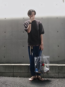 「FRUIT OF THE LOOM（フルーツオブザルーム）のアイテム（バッグ）」を使った、Taka___Hiroさん（メンズ・178cm）の夏コーディネート