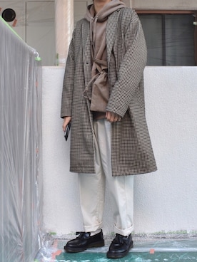 「coen（コーエン）のアイテム（チェスターコート）」を使った、すばるさん（メンズ・168cm）の冬コーディネート