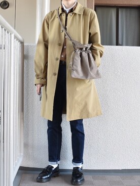「アイテム（ステンカラーコート）」を使った、すばるさん（メンズ・168cm・20代）の冬コーディネート