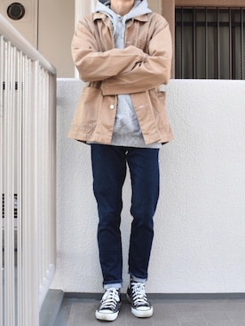 「niko and...（ニコアンド）のアイテム（その他アウター）」を使った、すばるさん（メンズ・168cm・20代）の春コーディネート