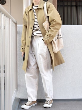 「アイテム（ステンカラーコート）」を使った、すばるさん（メンズ・168cm・20代）の春コーディネート