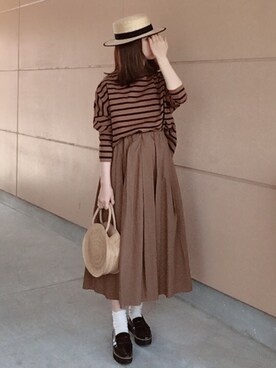 「SALON adam et rope'（サロン アダム エ ロペ）のアイテム（ハット）」を使った、noCo*さん（レディース・154cm）の春コーディネート