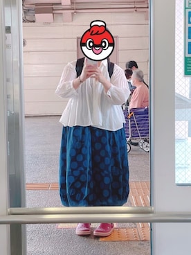 「アイテム（ピアス（片耳用）、パープル系）」を使った、デブファッションの在り方さん（レディース・163cm）の夏コーディネート