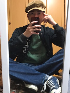 「RRL（ダブル アール エル）のアイテム（スウェット）」を使った、RRMさん（メンズ・178cm）の春コーディネート