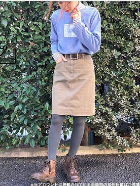 「Dr. Martens（ドクターマーチン）のアイテム（ブーツ、ブラウン系）」を使った、HUG Harajukuさん（レディース・163cm）の冬コーディネート