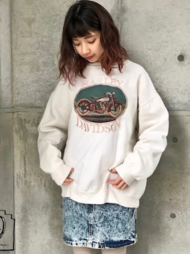 「ゆるゆる」｜「アイテム（スウェット）」を使った、HUG Harajukuさん（レディース・163cm）の冬コーディネート