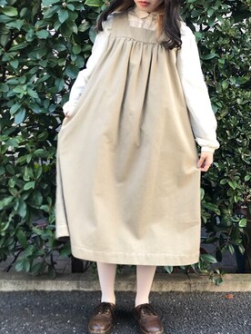 「Dr. Martens（ドクターマーチン）のアイテム（シューズ、ブラウン系）」を使った、HUG Harajukuさん（レディース・163cm）の冬コーディネート