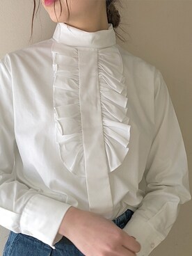 「VINTAGE（ヴィンテージ）のアイテム（シャツ/ブラウス、ホワイト系）」を使った、HUG Harajukuさん（レディース・163cm）の冬コーディネート