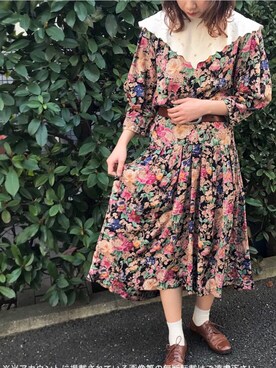 「アメリカ古着のアイテム（ワンピース、その他）」を使った、HUG Harajukuさん（レディース・163cm）の冬コーディネート