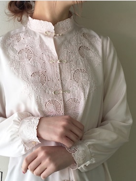 「アメリカ古着のアイテム（シャツ/ブラウス、ホワイト系）」を使った、HUG Harajukuさん（レディース・163cm）の冬コーディネート