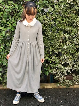 「アメリカ古着のアイテム（ワンピース、グレー系）」を使った、HUG Harajukuさん（レディース・163cm）の春コーディネート