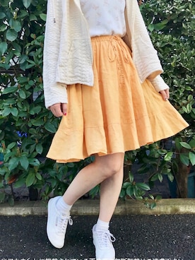 「アメリカ古着のアイテム（スカート、オレンジ系）」を使った、HUG Harajukuさん（レディース・163cm）の春コーディネート