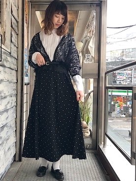 「アメリカ古着のアイテム（スカート、ブラック系）」を使った、HUG Harajukuさん（レディース・163cm）の春コーディネート