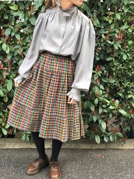 「アメリカ古着のアイテム（スカート、その他）」を使った、HUG Harajukuさん（レディース・163cm）の春コーディネート