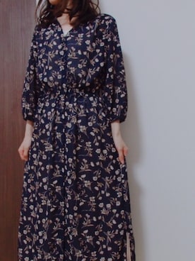 「Honeys（ハニーズ）のアイテム（ワンピース、ブルー系）」を使った、kuma＊さん（レディース・154cm）の春コーディネート