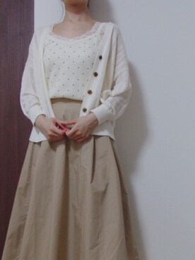 「earth music&ecology（アースミュージックアンドエコロジー）のアイテム（キャミソール、ホワイト系）」を使った、kuma＊さん（レディース・154cm）の春コーディネート