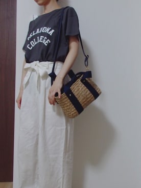 「Samansa Mos2（サマンサ モスモス）のアイテム（Tシャツ/カットソー、グレー系）」を使った、kuma＊さん（レディース・154cm）の春コーディネート