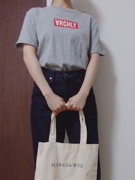 「UNIQLO（ユニクロ）のアイテム（デニムパンツ、ブルー系）」を使った、kuma＊さん（レディース・154cm）の夏コーディネート