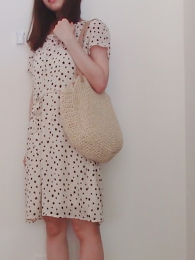 「Honeys（ハニーズ）のアイテム（ワンピース、ベージュ系）」を使った、kuma＊さん（レディース・154cm）の夏コーディネート
