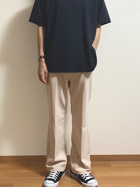 「BEAMS（ビームス）のアイテム（スラックス）」を使った、りょーたさん（メンズ・175cm）の春コーディネート