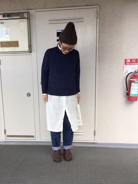 「無地党」｜「アイテム（シャツワンピース）」を使った、Chi-☆さん（レディース・167cm）の冬コーディネート