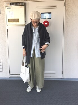 「無地党」｜「アイテム（ハンチング/ベレー帽）」を使った、Chi-☆さん（レディース・167cm）の冬コーディネート