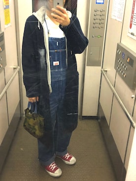 「無地党」｜「アイテム（サロペット/オーバーオール）」を使った、Chi-☆さん（レディース・167cm）の春コーディネート