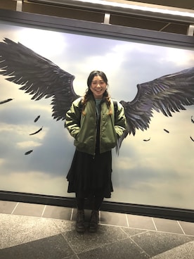 「ラップスカート」｜「アイテム（ブルゾン）」を使った、mayerさん（レディース・154cm）の冬コーディネート
