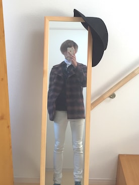 「NO ID.（ノーアイディ）のアイテム（ピーコート）」を使った、怪盗さん（メンズ・175cm）の冬コーディネート
