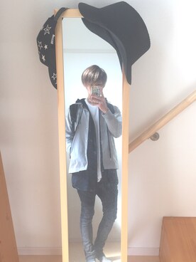 「NO ID.（ノーアイディ）のアイテム（その他アウター）」を使った、怪盗さん（メンズ・175cm）の冬コーディネート