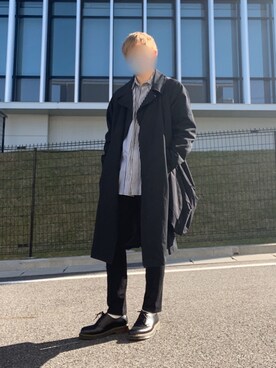 「INTER FACTORY（インターファクトリー）のWEARISTA tai × INTER FACTORY　パーツレスオーバーサイズトレンチコート（トレンチコート）」を使った、MASAさん（メンズ・172cm）の秋コーディネート