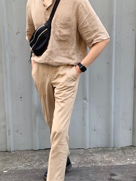 「PULL&BEAR（プルアンドベア）のアイテム（バッグ）」を使った、Darren Chanさん（メンズ・173cm）の夏コーディネート