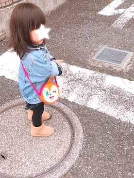 「アイテム（シャツワンピース）」を使った、♔Hinami♔さん（キッズ・80cm）の秋コーディネート