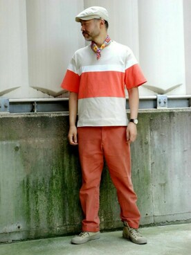 「H&M（エイチ・アンド・エム）のアイテム（ハンチング/ベレー帽）」を使った、addict(s)さん（メンズ・178cm）の春コーディネート