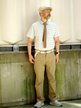 「H&M（エイチ・アンド・エム）のアイテム（ハンチング/ベレー帽）」を使った、addict(s)さん（メンズ・178cm）の夏コーディネート