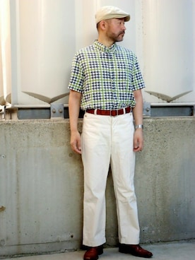 「H&M（エイチ・アンド・エム）のアイテム（ハンチング/ベレー帽）」を使った、addict(s)さん（メンズ・178cm）の夏コーディネート