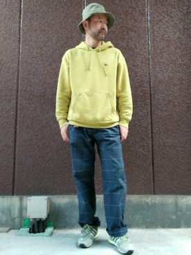 「TEMBEA（テンベア）のアイテム（帽子）」を使った、addict(s)さん（メンズ・178cm）の冬コーディネート