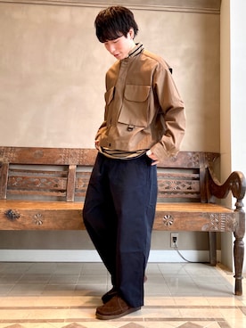 「BEAMS LIGHTS」｜「アイテム（ノーカラージャケット）」を使った、TAMBATA NAOTOさん（メンズ・171cm）の秋コーディネート