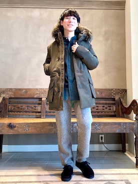 「WOOLRICH（ウールリッチ）のアイテム（ダウンジャケット/コート）」を使った、TAMBATA NAOTOさん（メンズ・171cm）の秋コーディネート