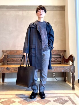 「BEAMS LIGHTS」｜「アイテム（ステンカラーコート）」を使った、TAMBATA NAOTOさん（メンズ・171cm）の冬コーディネート