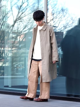 「BEAMS LIGHTS」｜「アイテム（ステンカラーコート）」を使った、TAMBATA NAOTOさん（メンズ・171cm）の冬コーディネート
